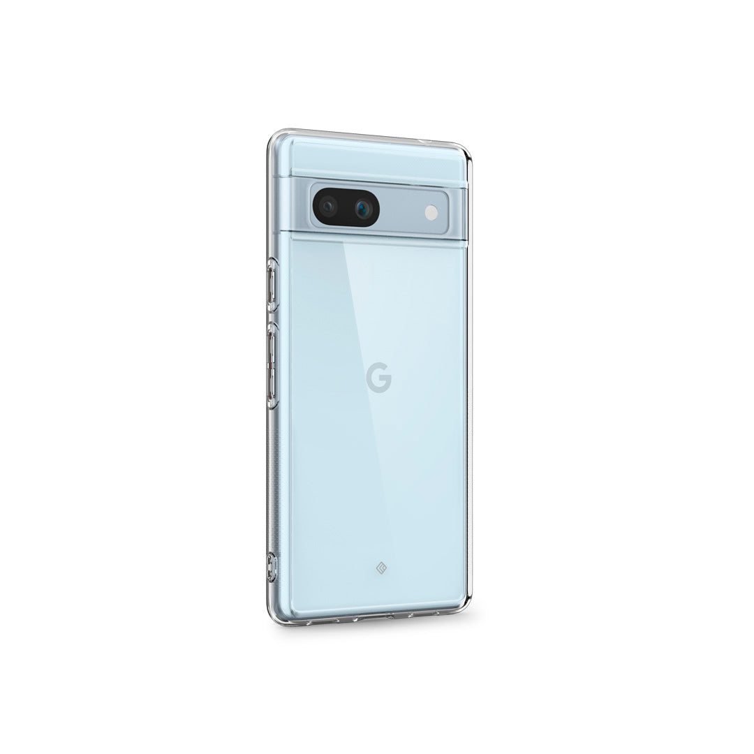 Pixel 7a Case Capella in crystal clear showing the back and partial side