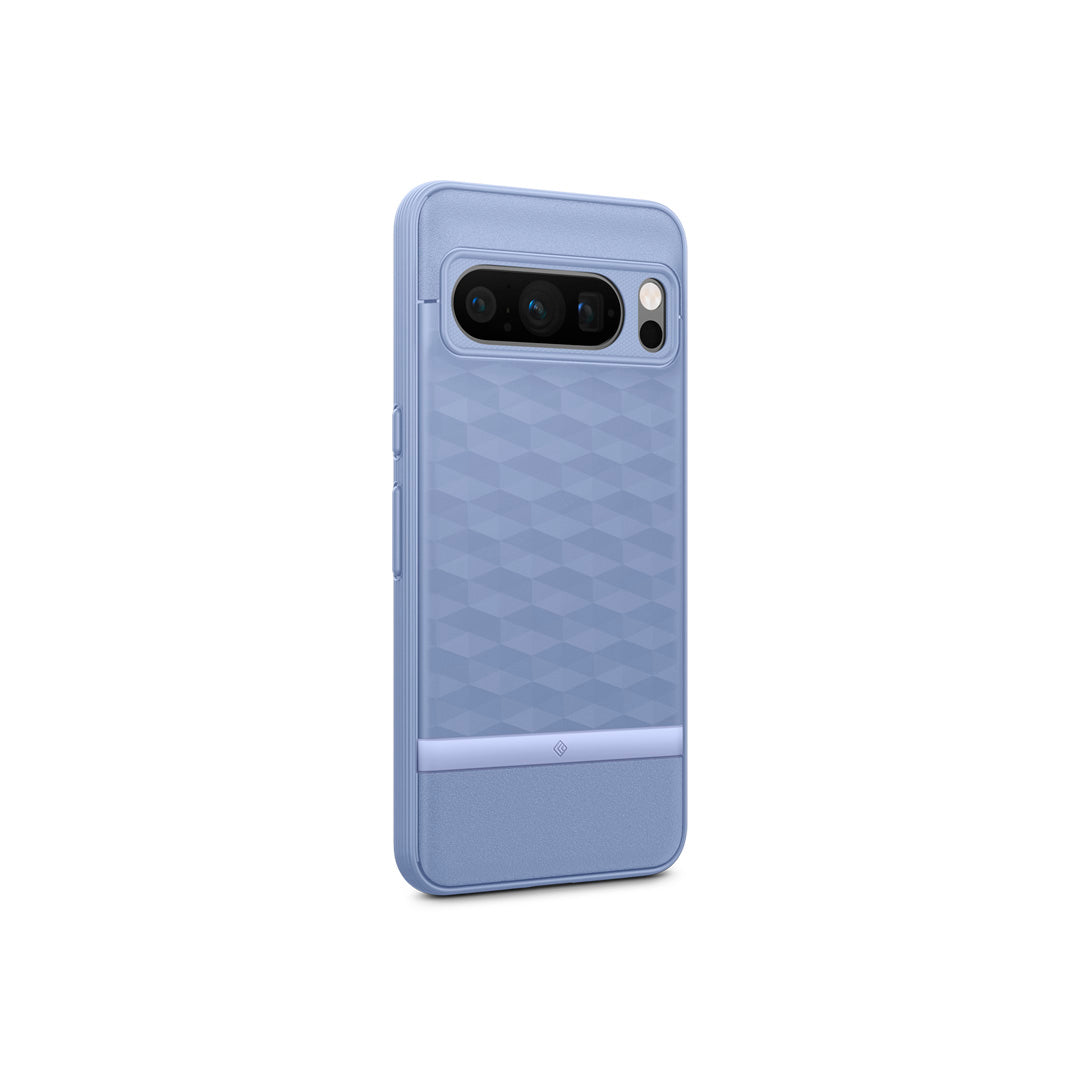 Pixel 8 Pro Case Parallax in bay blue showing the back and partial side