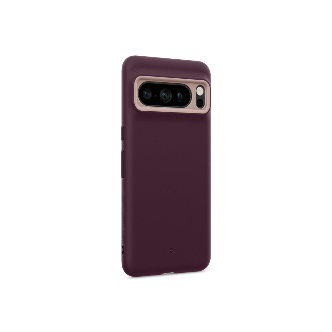 Pixel 8 Pro Case Nano Pop in burgundy bean showing the back and partial side