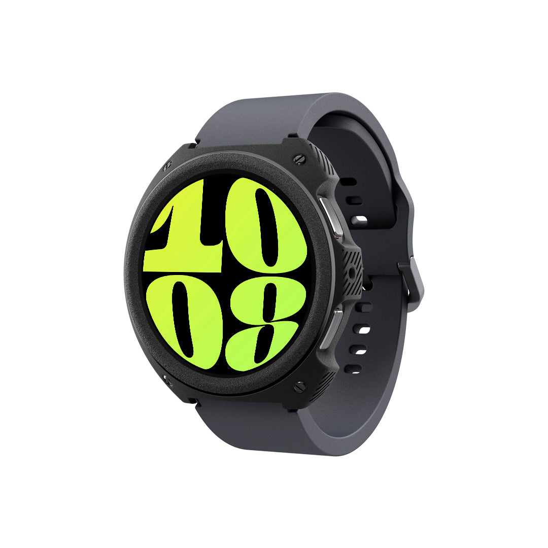 Galaxy Watch 6 (44mm) Case Vault in matte black showing the front, back and sides