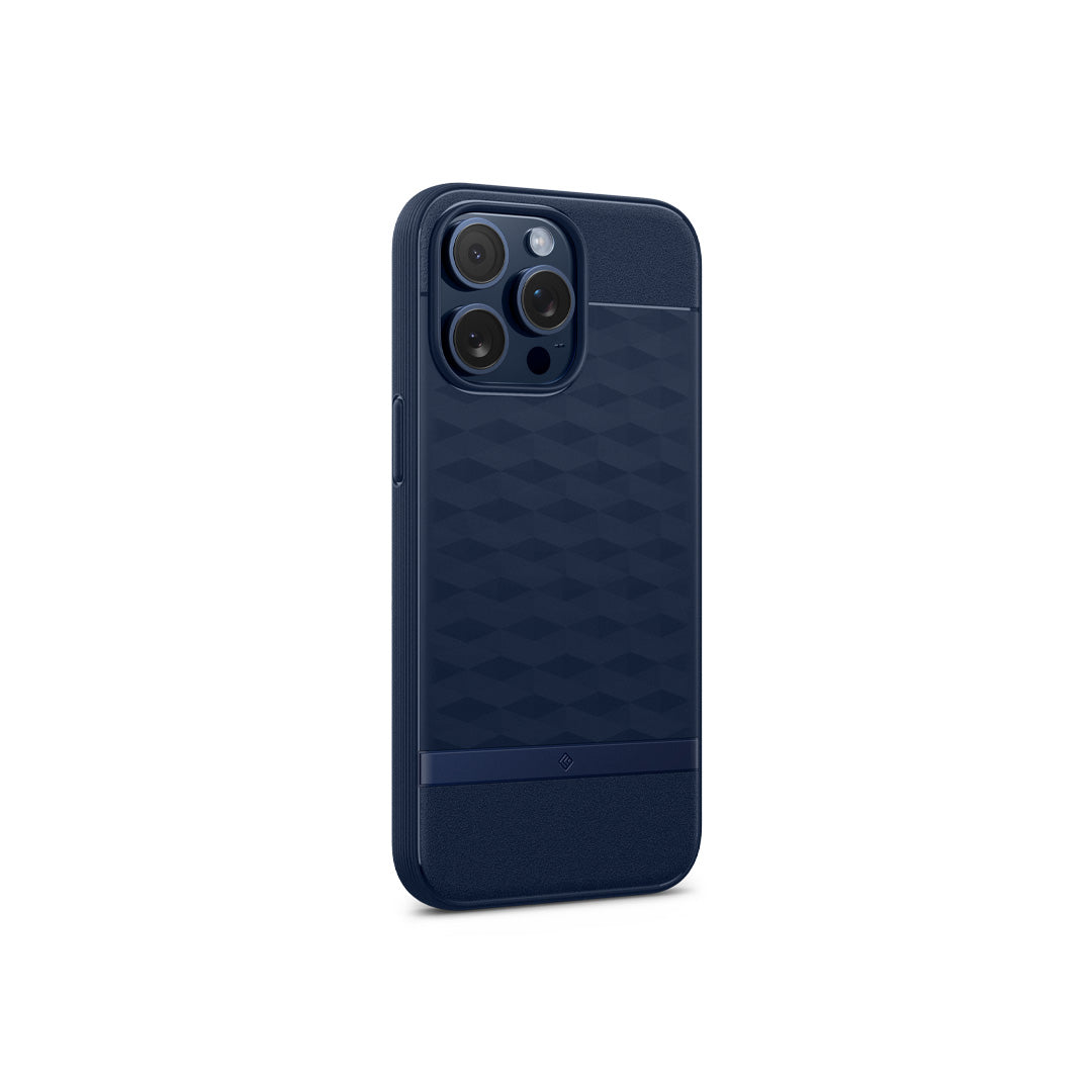 iPhone 15 Pro Case Parallax Mag in blue color showing the back