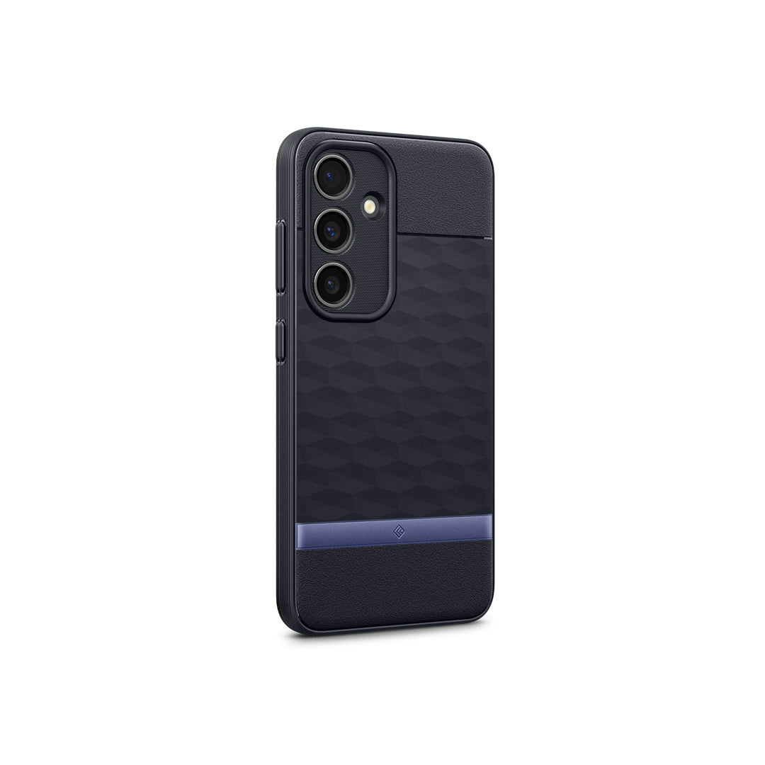 Galaxy S24 Case Parallax in Navy Violet showing the back and partial side with side buttons
