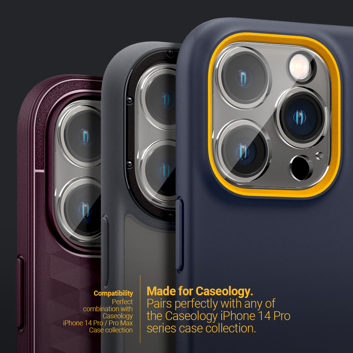 Caseology 2 Pack Camera Lens Protector Designed for iPhone 14 Pro Max 5G for iPhone 14 Pro 5G 2022 - Black